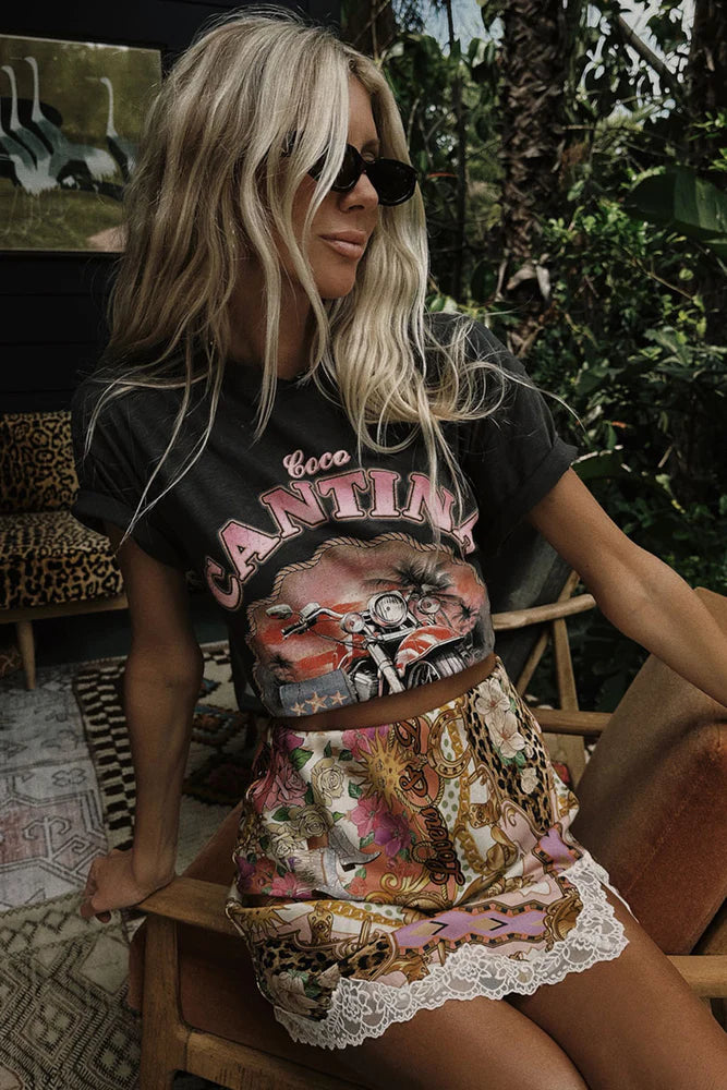 COCO CANTINA BIKER TEE | CHARCOAL