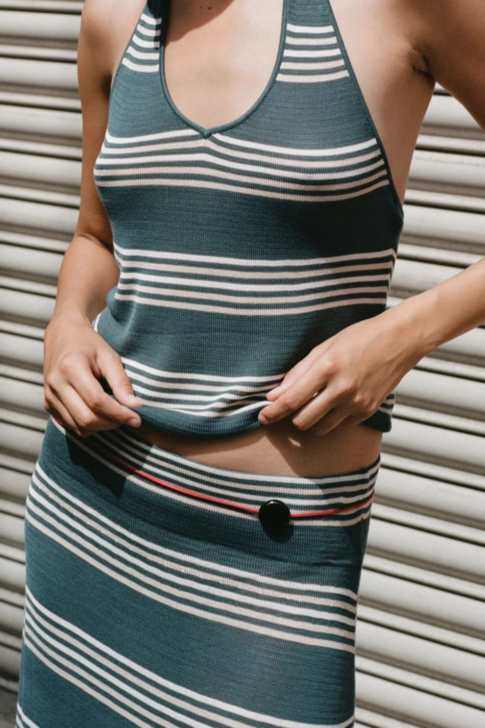NURI TOP | TEAL STRIPE