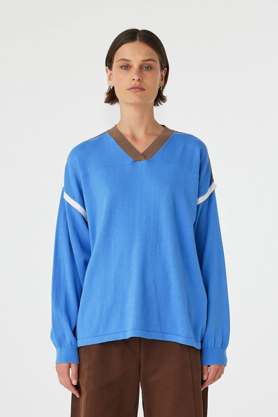 EDEN LONG SLEEVE TEE | ROYAL BLUE & ESPRESSO