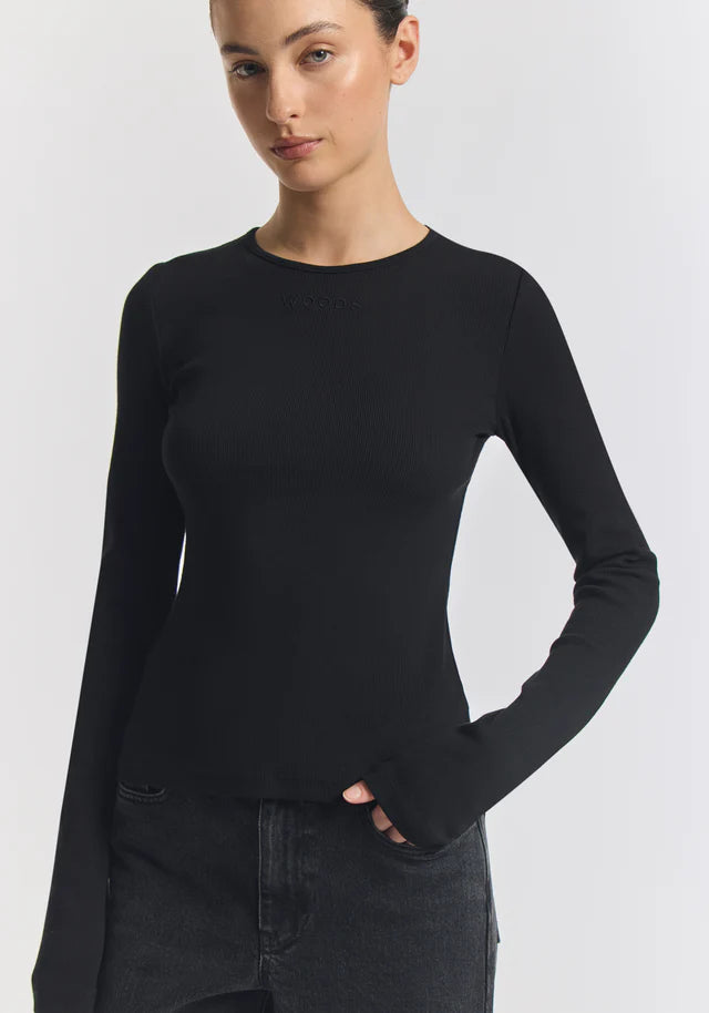 WOODS RIB LONGSLEEVE TEE | BLACK