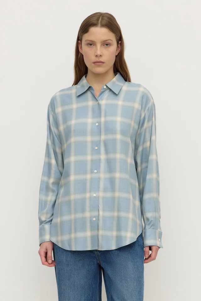 LUKA JAPANESE SHIRT | STEEL BLUE CHECK