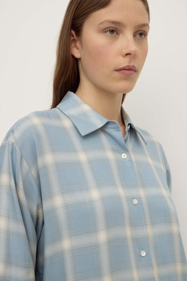 LUKA JAPANESE SHIRT | STEEL BLUE CHECK