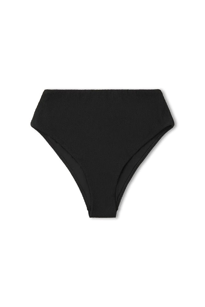 BLACK TEXTURED WAISTED FULL BRIEF