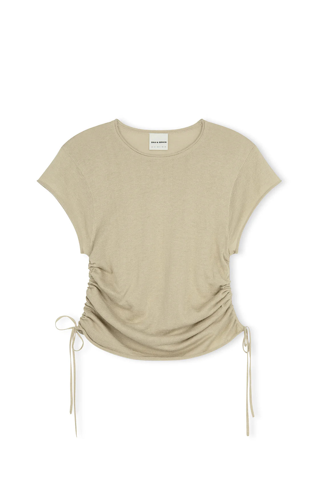 NATURAL GATHERED KNIT T-SHIRT