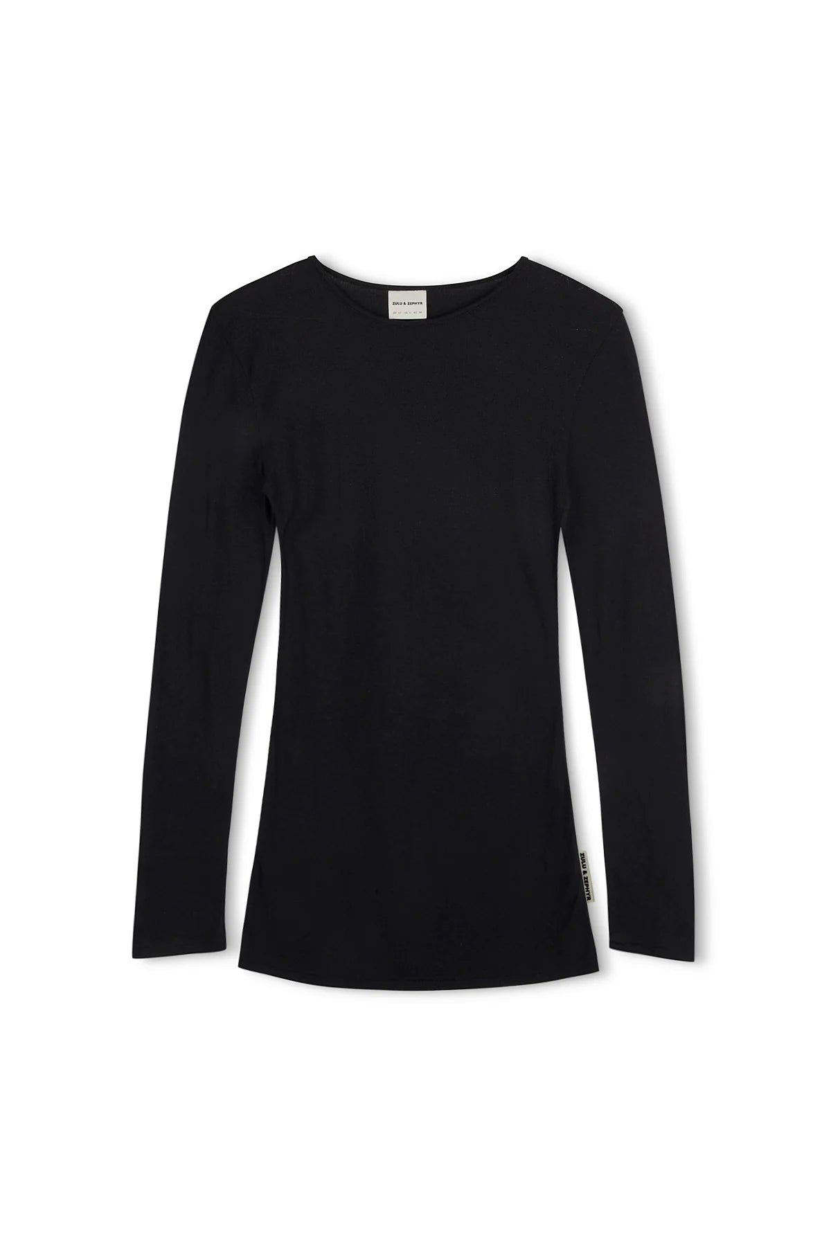RIB HEMP LONG SLEEVE TOP | BLACK