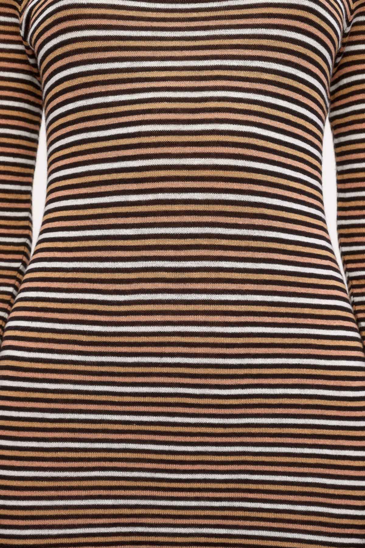 TAN STRIPE KNIT MINI DRESS