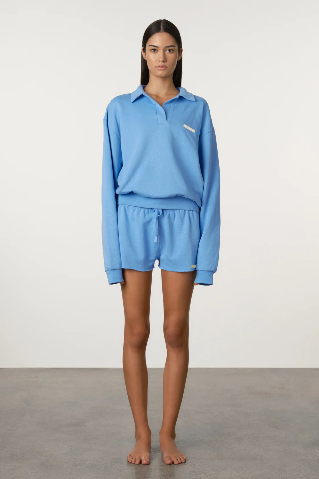COLLARED SPORT SWEATSHIRT | OCEAN BLUE