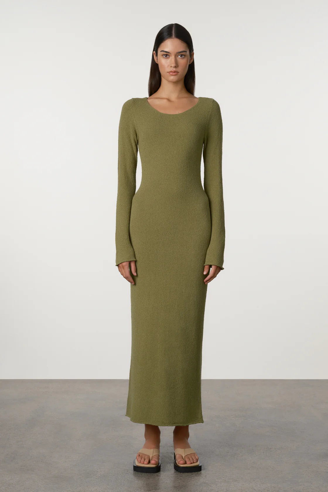 TEXTURED KNIT DRESS | OLIVE
