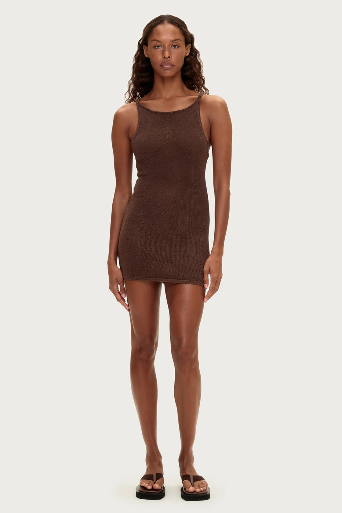 TEXTURED KNIT DRESS | CHOCOLATE
