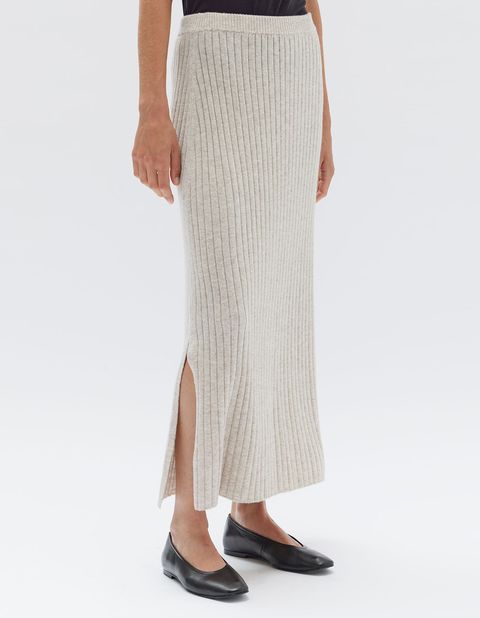 WOOL CASHMERE RIB SKIRT